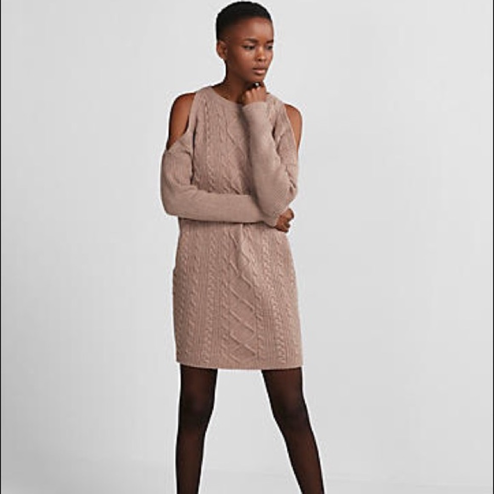Express cableknit sweater with shoulder cut outs